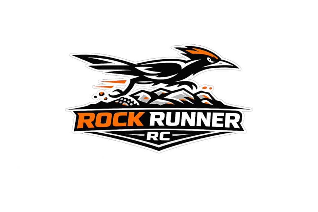 Logo of Rock Runner RC with a stylized bird design on a white background