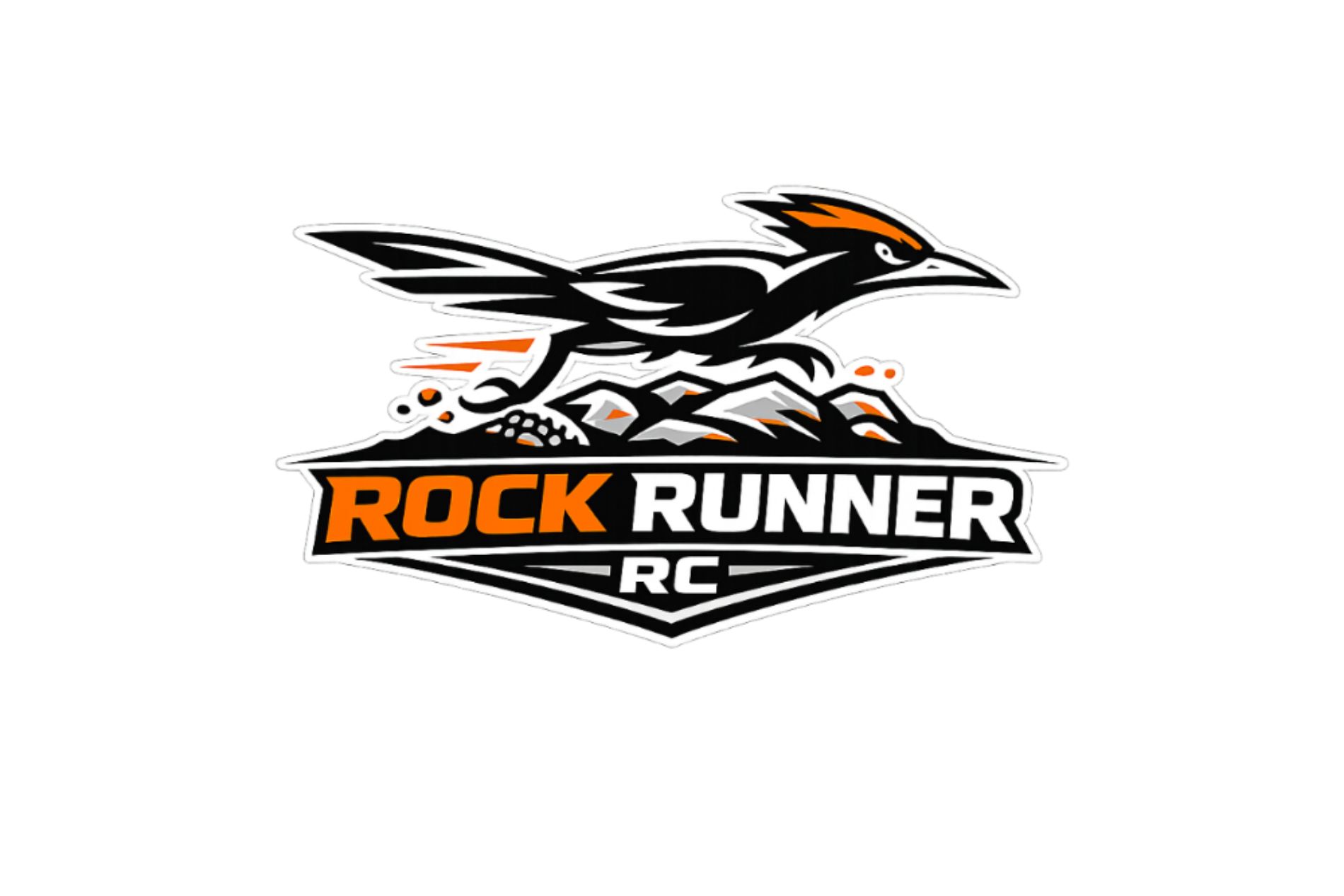Logo of Rock Runner RC with a stylized bird design on a white background